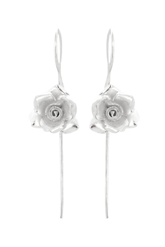 Sterling Silver Rose Threader Earrings - SS