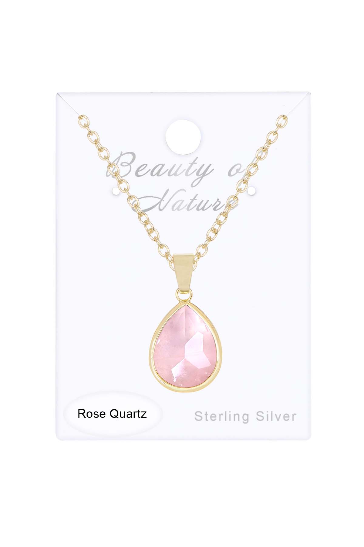 14k Vermeil & Rose Quartz Teardrop Pendant Necklace - VM