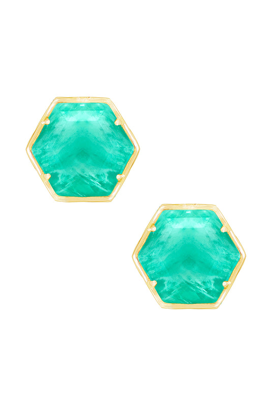 14k Vermeil & Amazonite Hexagon Post Earrings - VM