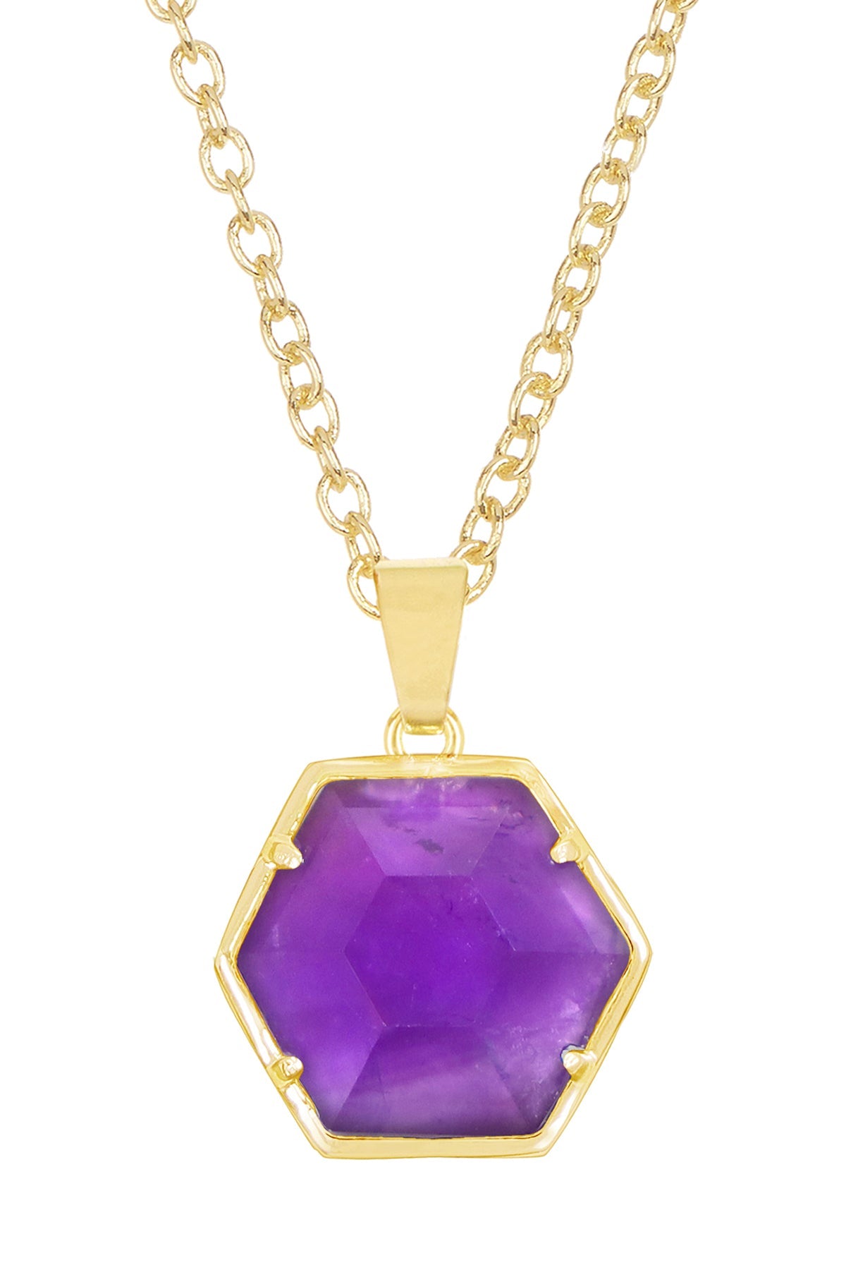 14k Vermeil & Amethyst Hexagon Pendant Necklace - VM