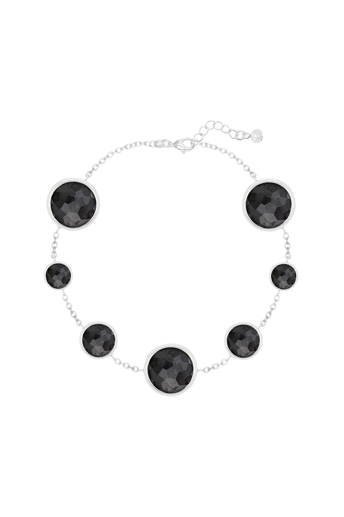 Sterling Silver & Hematite Station Bracelet - SS