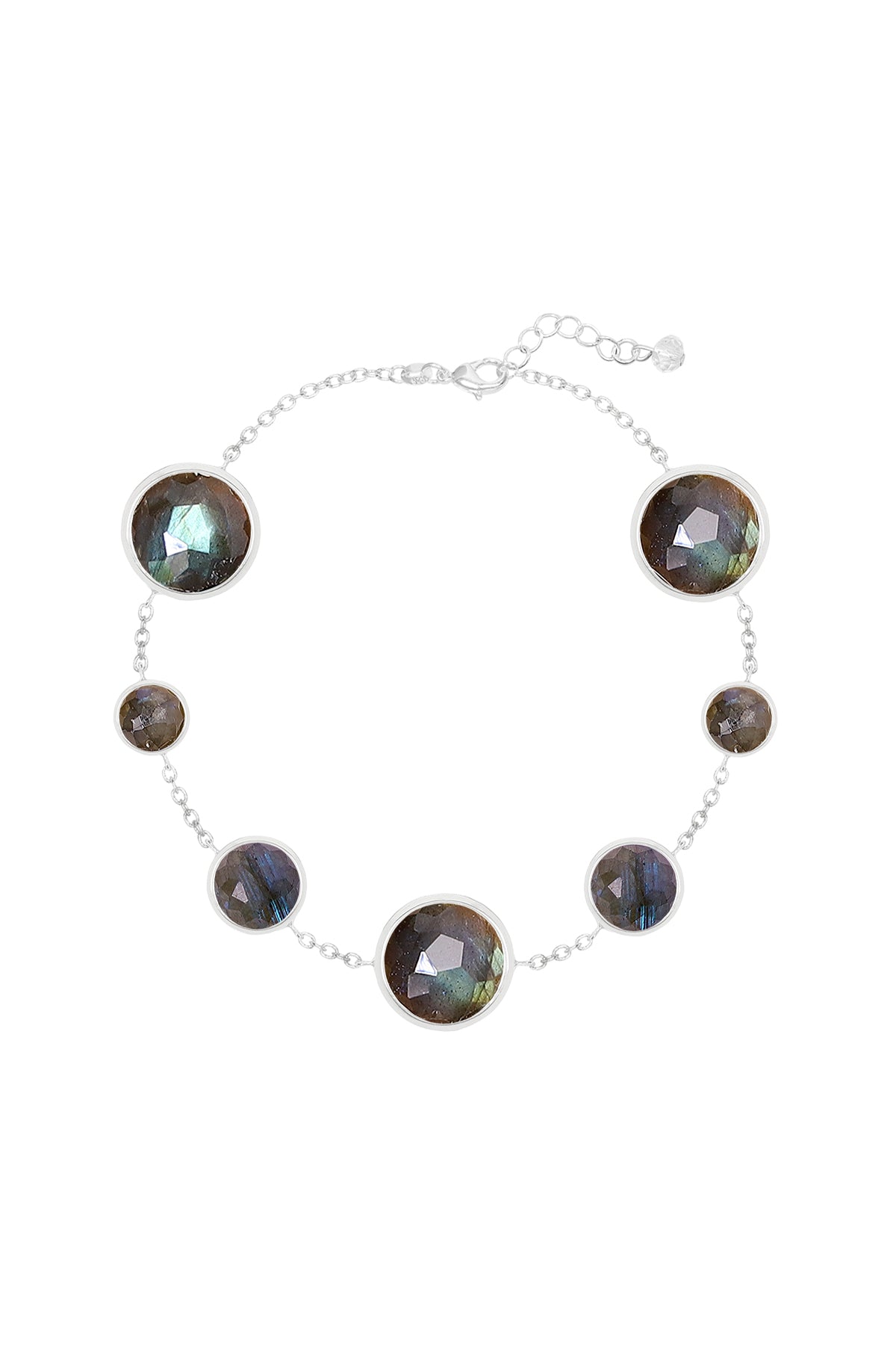 Sterling Silver & Labradorite Station Bracelet - SS