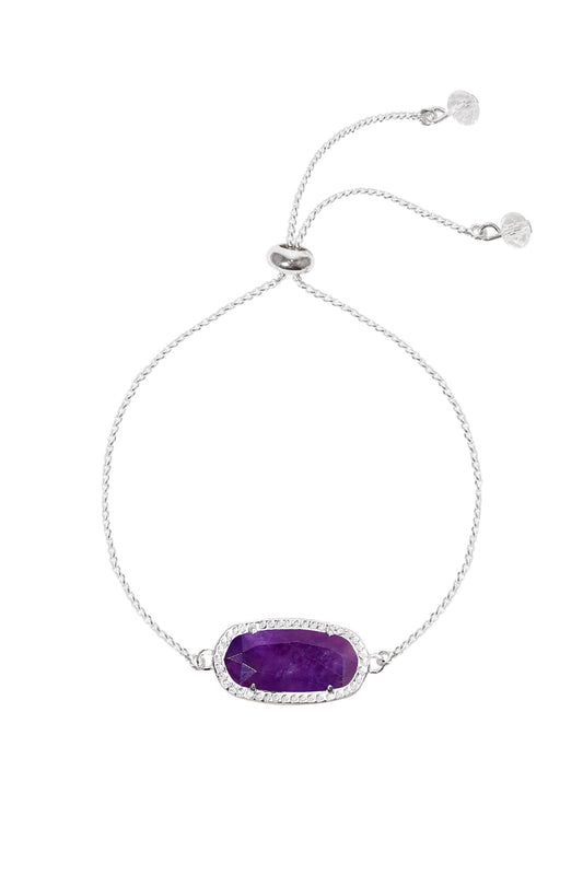 Sterling Silver & Amethyst Slider Bracelet - SS