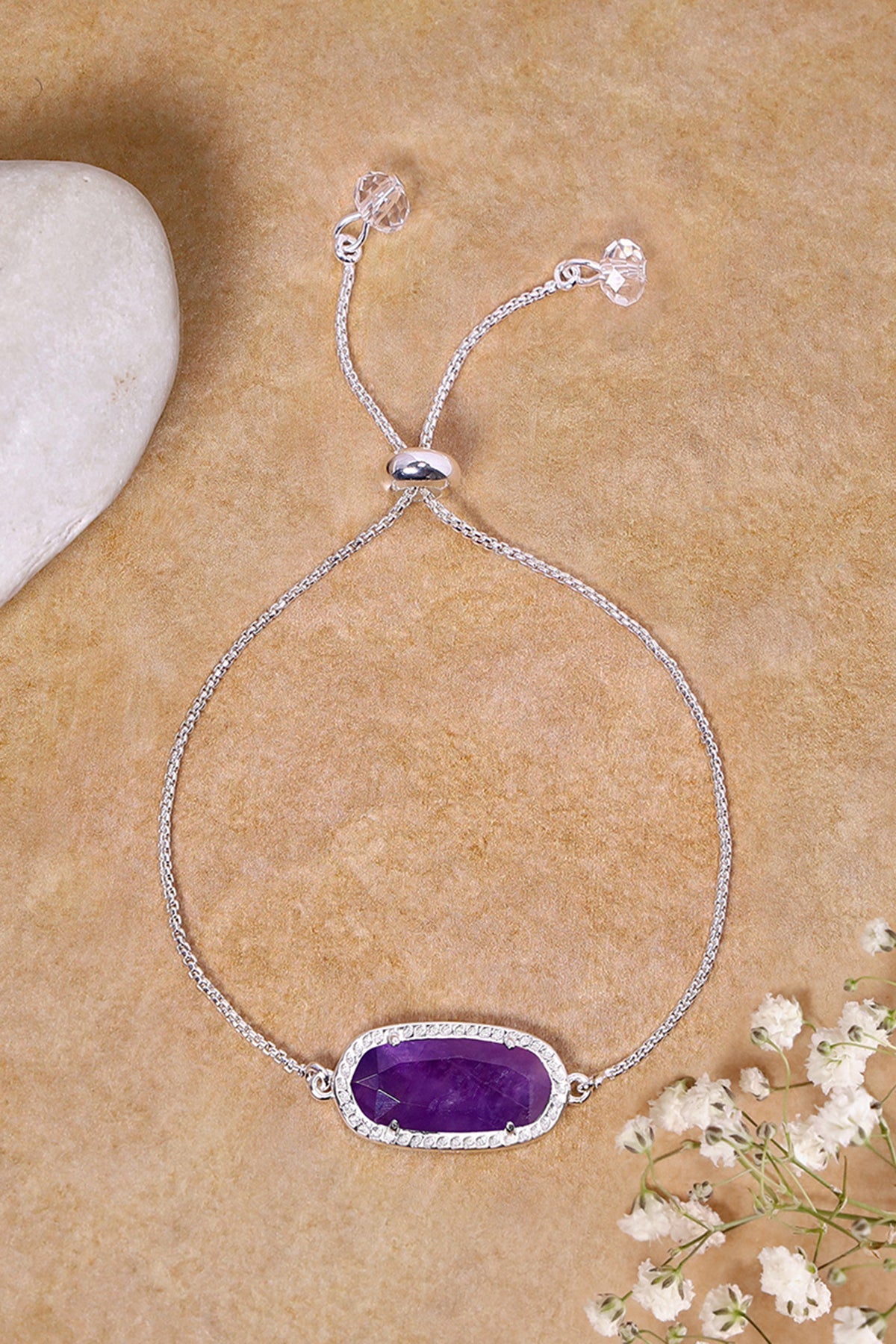 Sterling Silver & Amethyst Slider Bracelet - SS