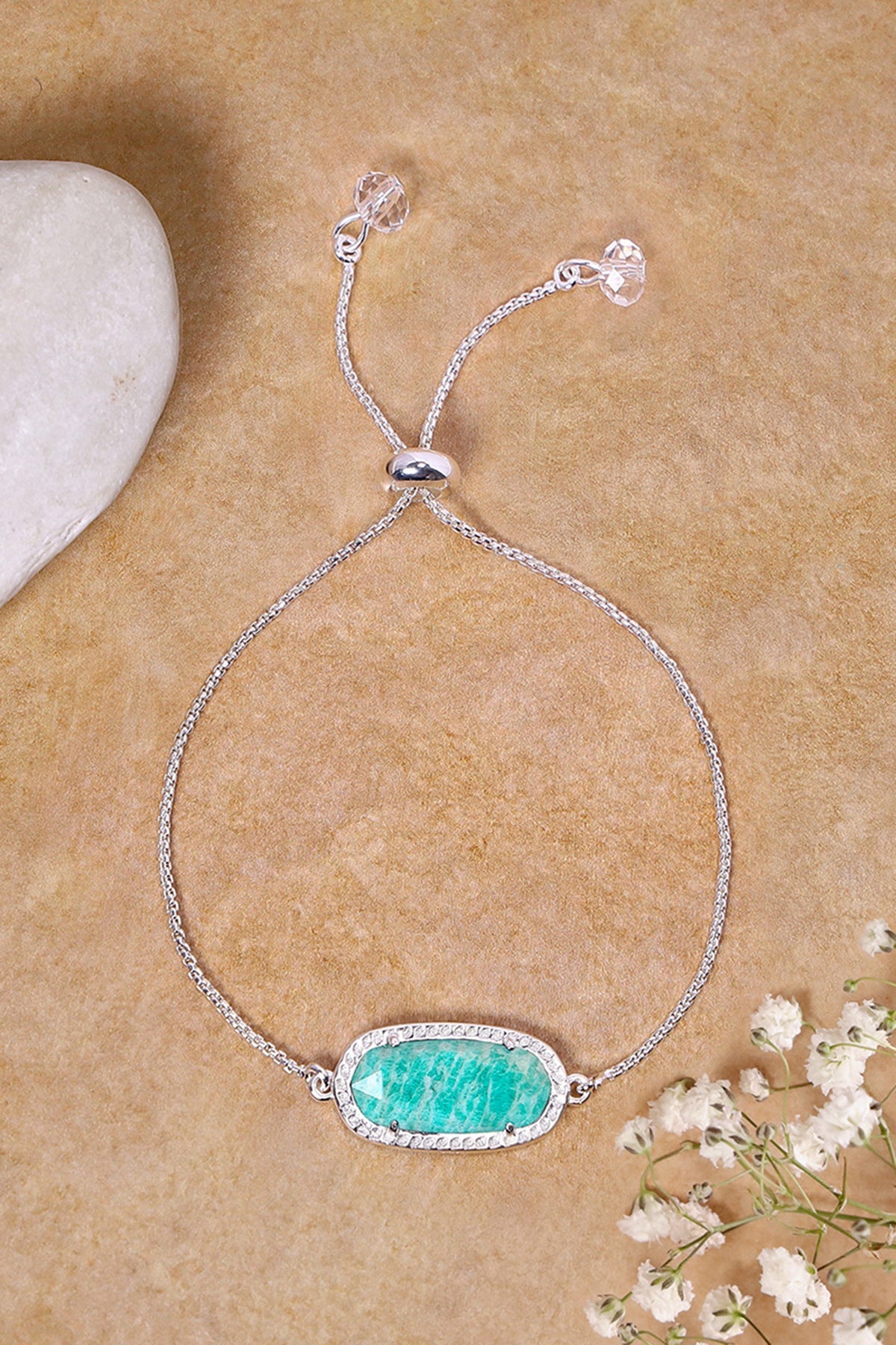 Sterling Silver & Amazonite Slider Bracelet - SS