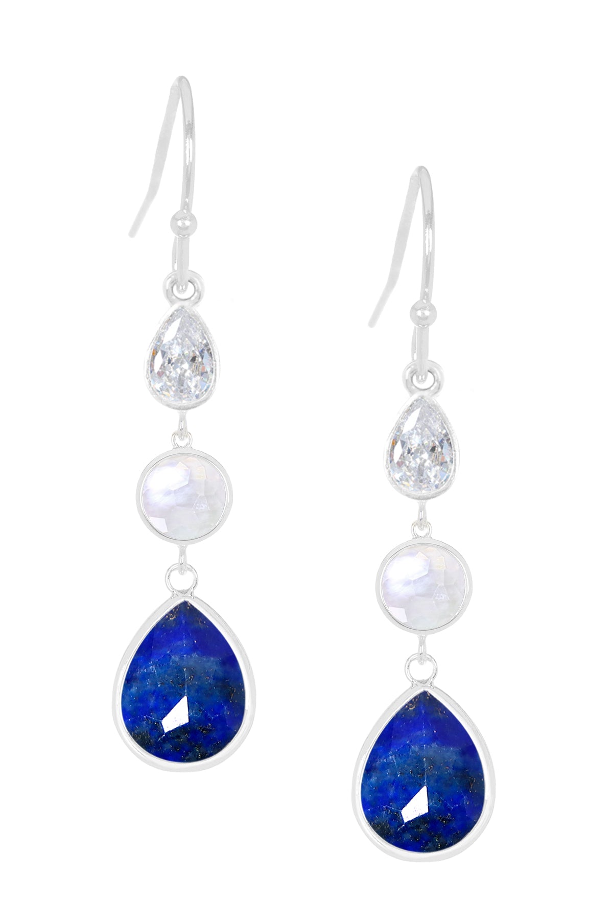 Sterling Silver & Lapis Drop Earrings - SS