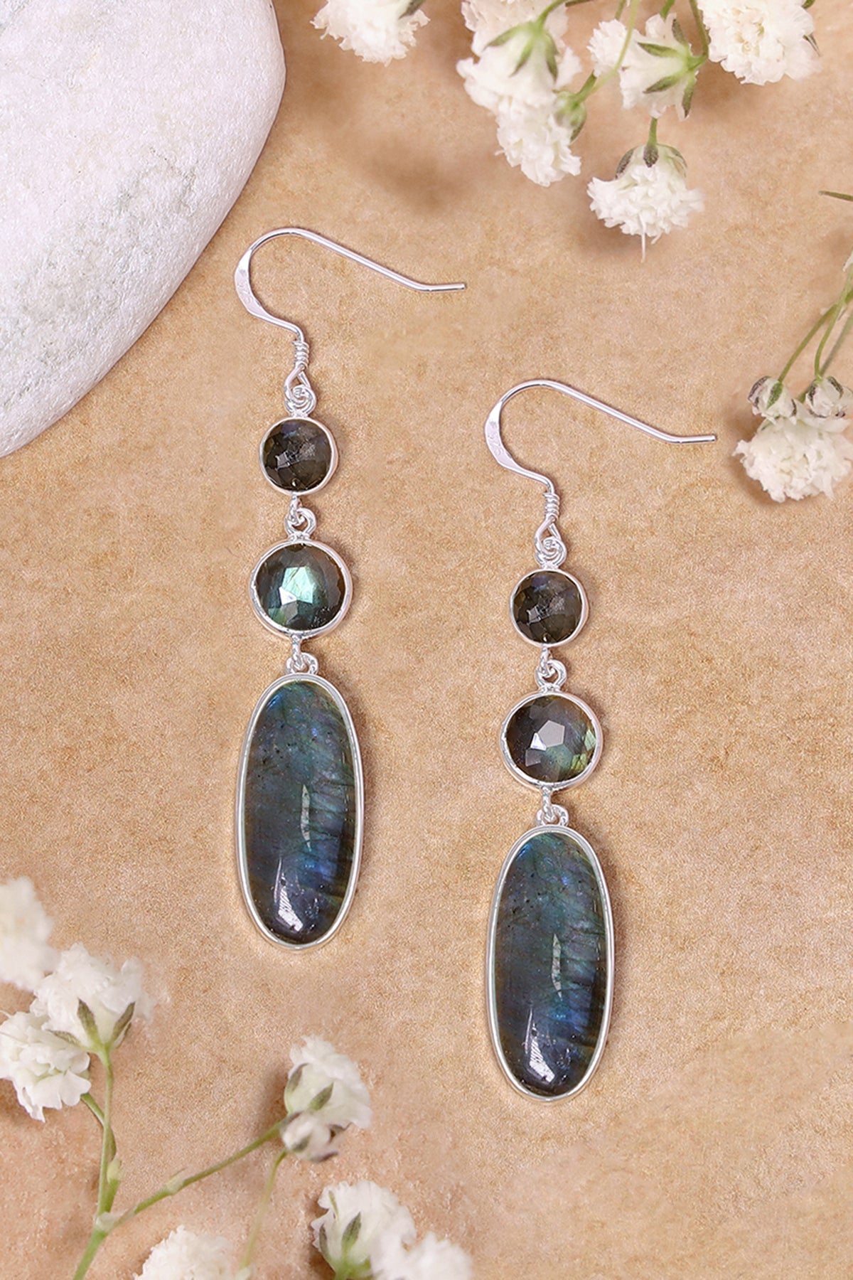 Labradorite Statement Earrings - SF