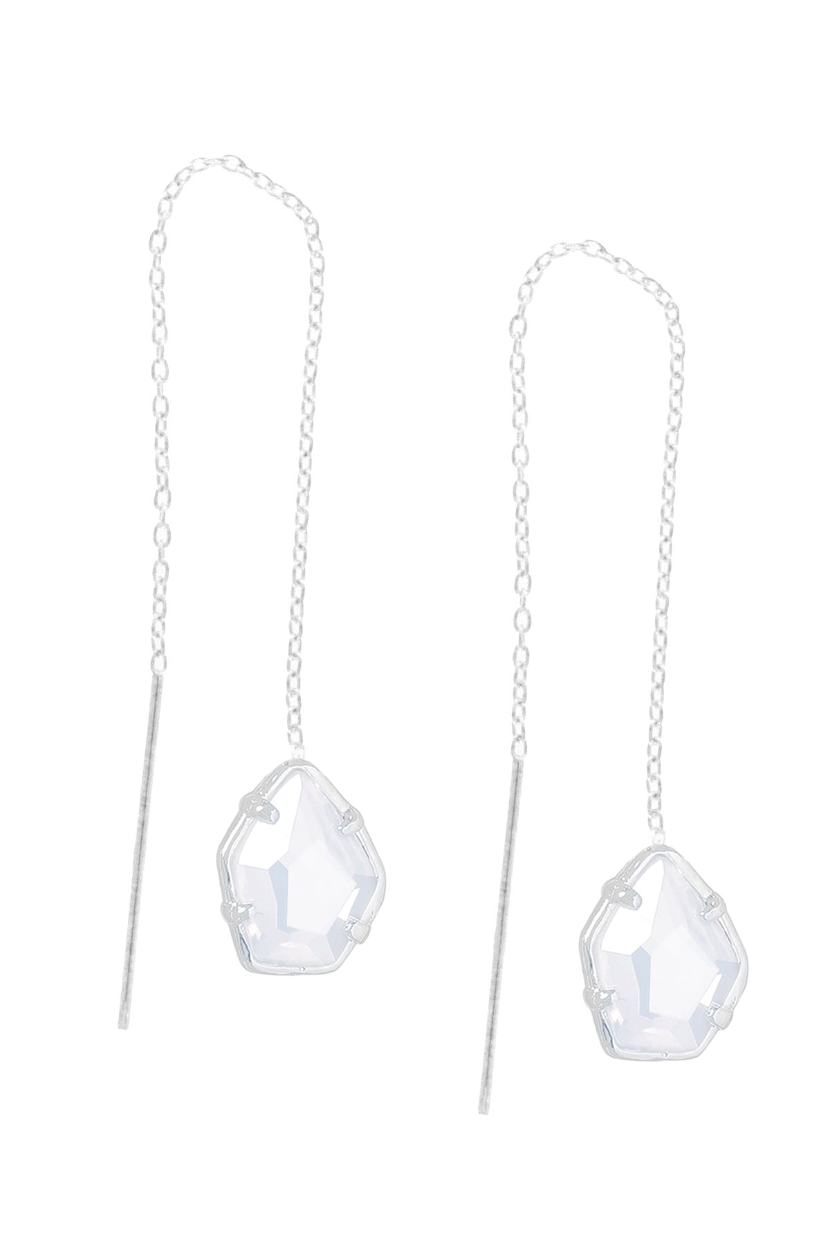 Sterling Silver & Moonstone Crystal Threader Earrings - SS