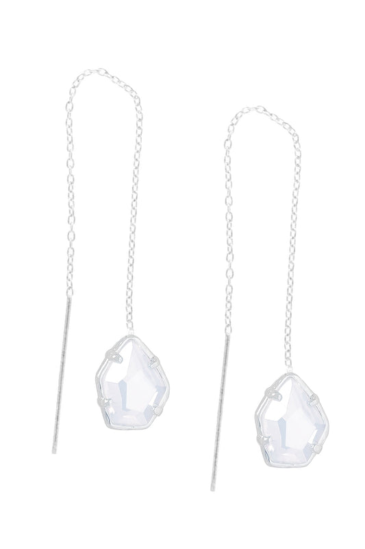 Sterling Silver & Moonstone Crystal Threader Earrings - SS
