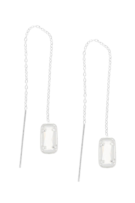 Sterling Silver & Moonstone Crystal Threader Earrings - SS