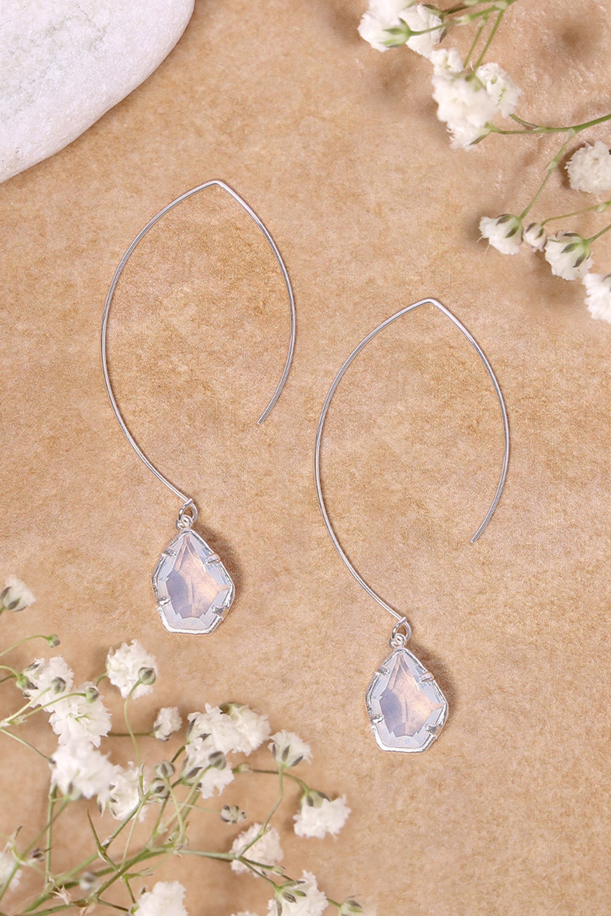 Sterling Silver & Moonstone Endless Hoop Earrings - SS