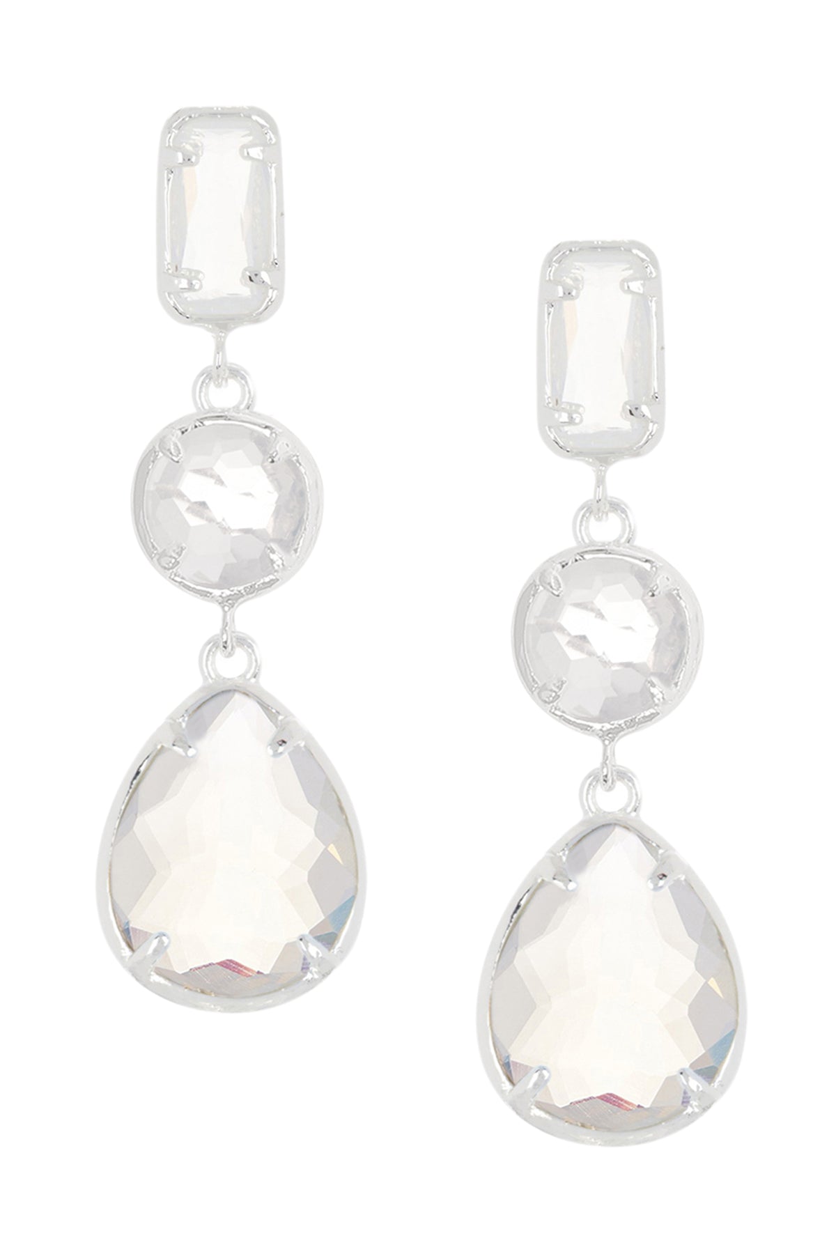 Sterling Silver & Moonstone Crystal Post Earrings - SS