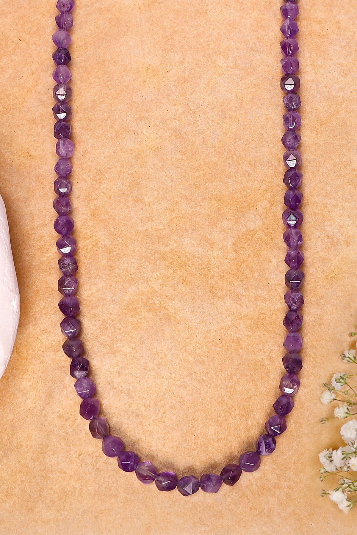 Sterling Silver & Amethyst Fancy Cut Beads Necklace - SS