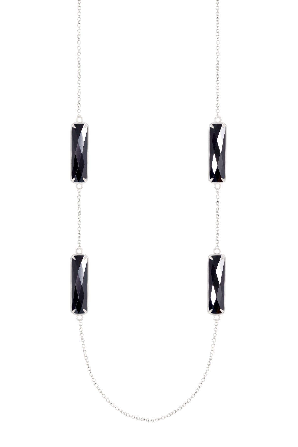 Sterling Silver & Hematite 24" Station Necklace - SS