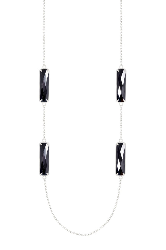 Sterling Silver & Hematite 24" Station Necklace - SS