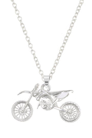 Sterling Silver & Motorcycle Pendant Necklace - SS