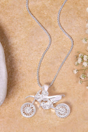 Sterling Silver & Motorcycle Pendant Necklace - SS