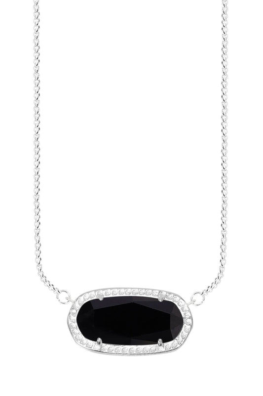 Sterling Silver & Black Onyx Pendant Necklace - SS