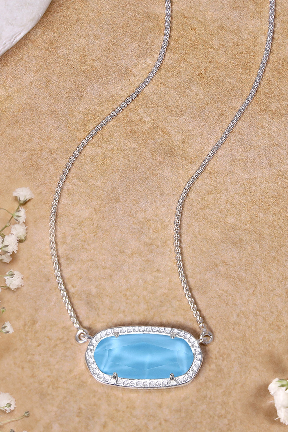 Sterling Silver & Turquoise Quartz Pendant Necklace - SS