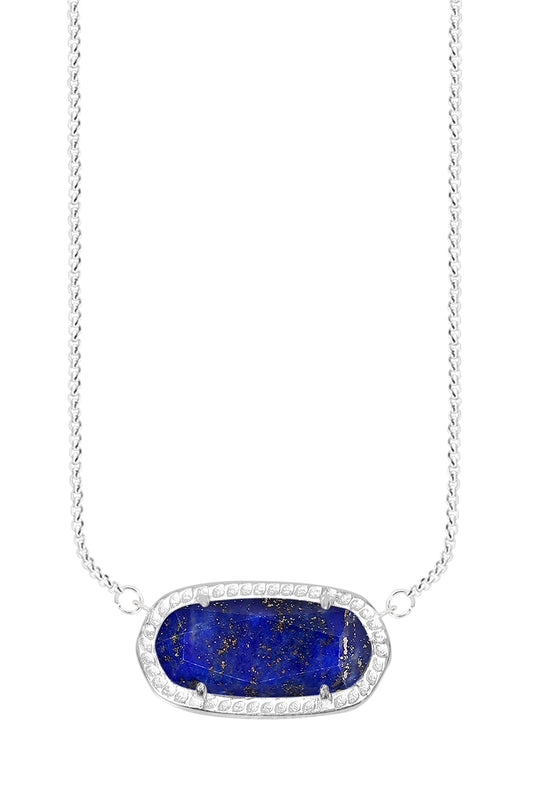 Sterling Silver & Lapis Pendant Necklace - SS