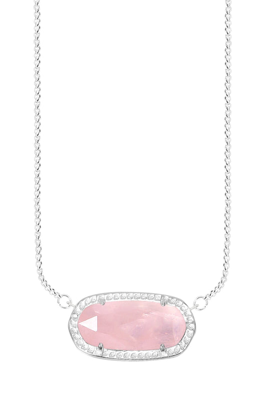 Sterling Silver & Rose Quartz Pendant Necklace - SS