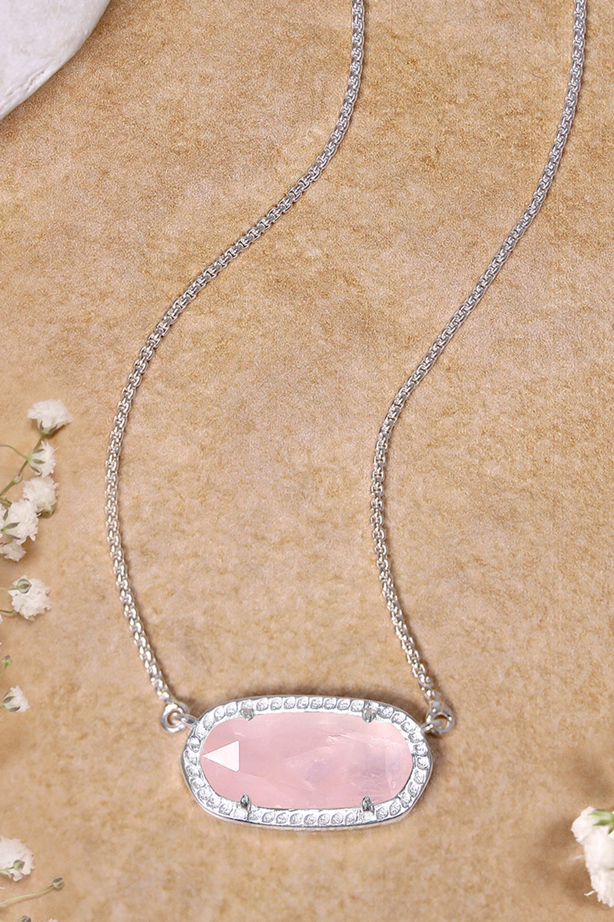 Sterling Silver & Rose Quartz Pendant Necklace - SS