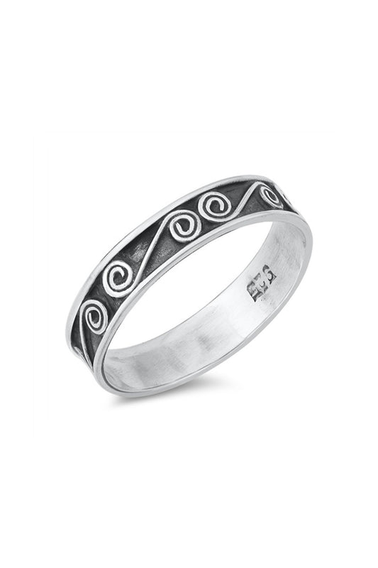 Sterling Silver Wave Pattern Band Ring - SS