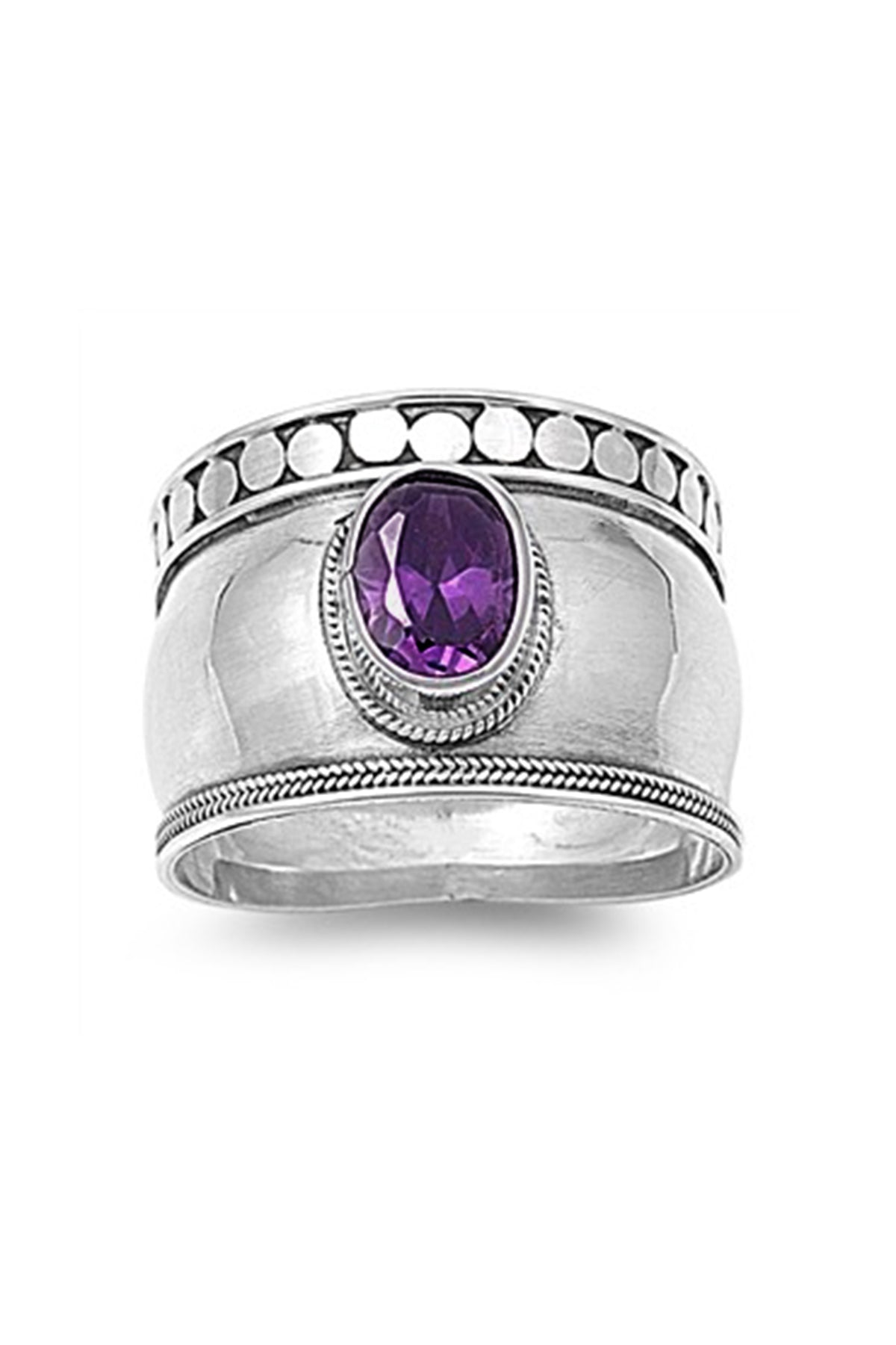 Sterling Silver & Amethyst Bali Ring - SS