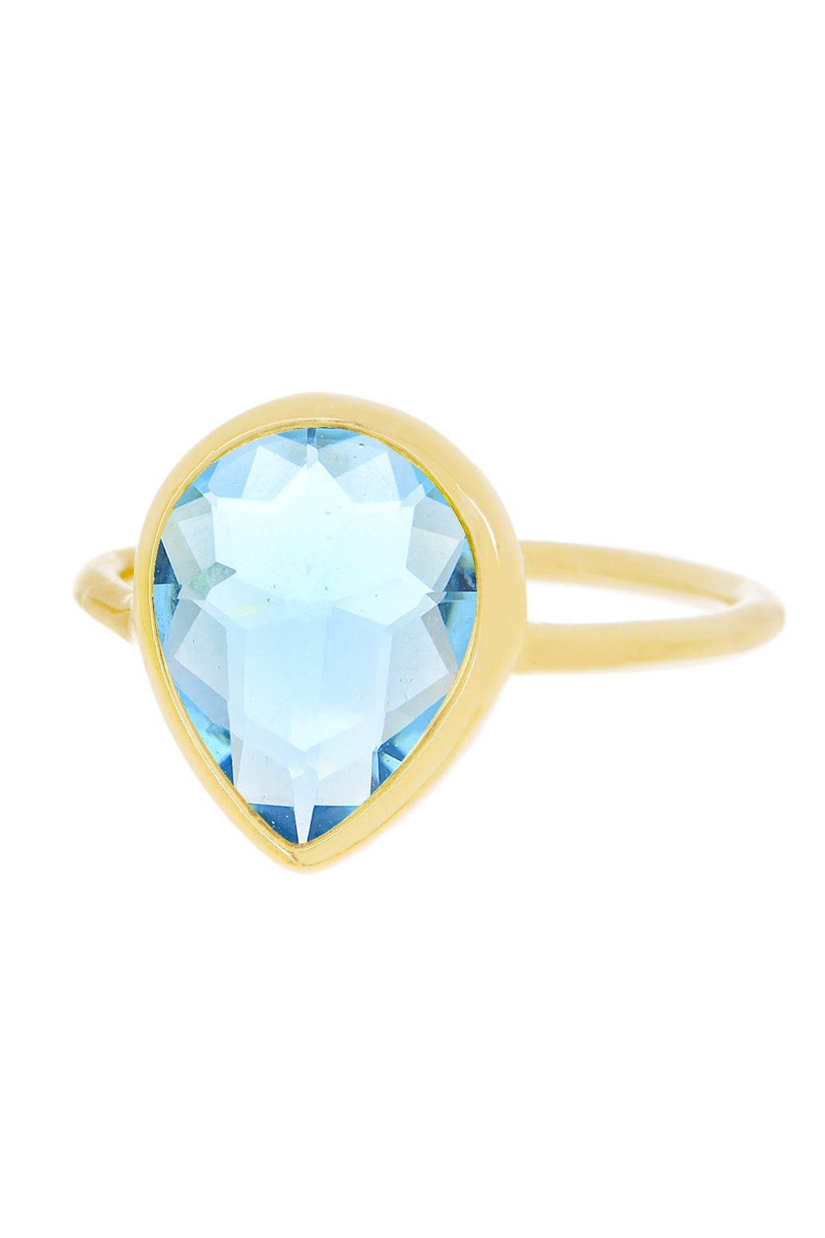 Blue Crystal Teardrop Ring In 14k - GF