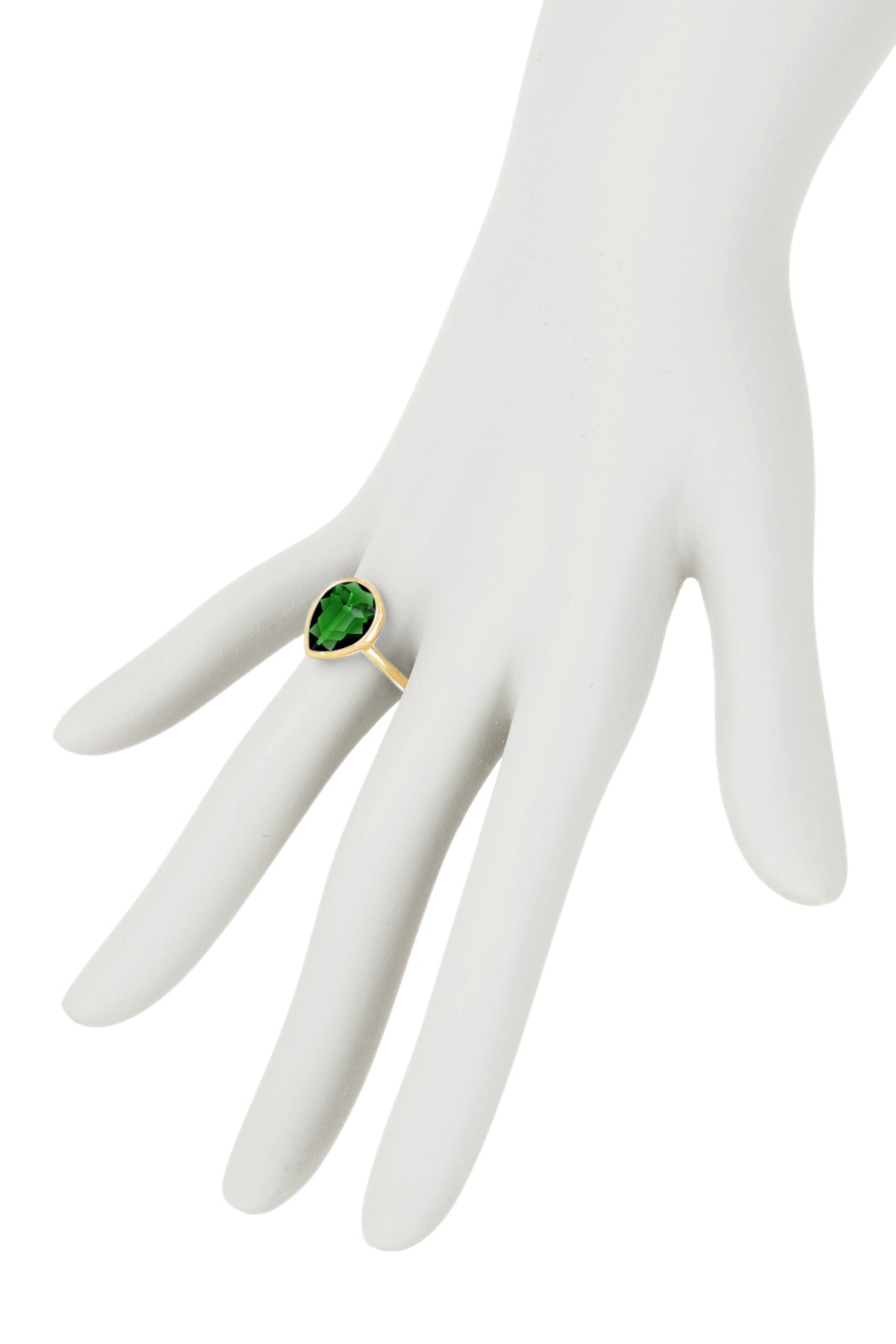 Emerald Crystal Pear Ring In 14k - GF