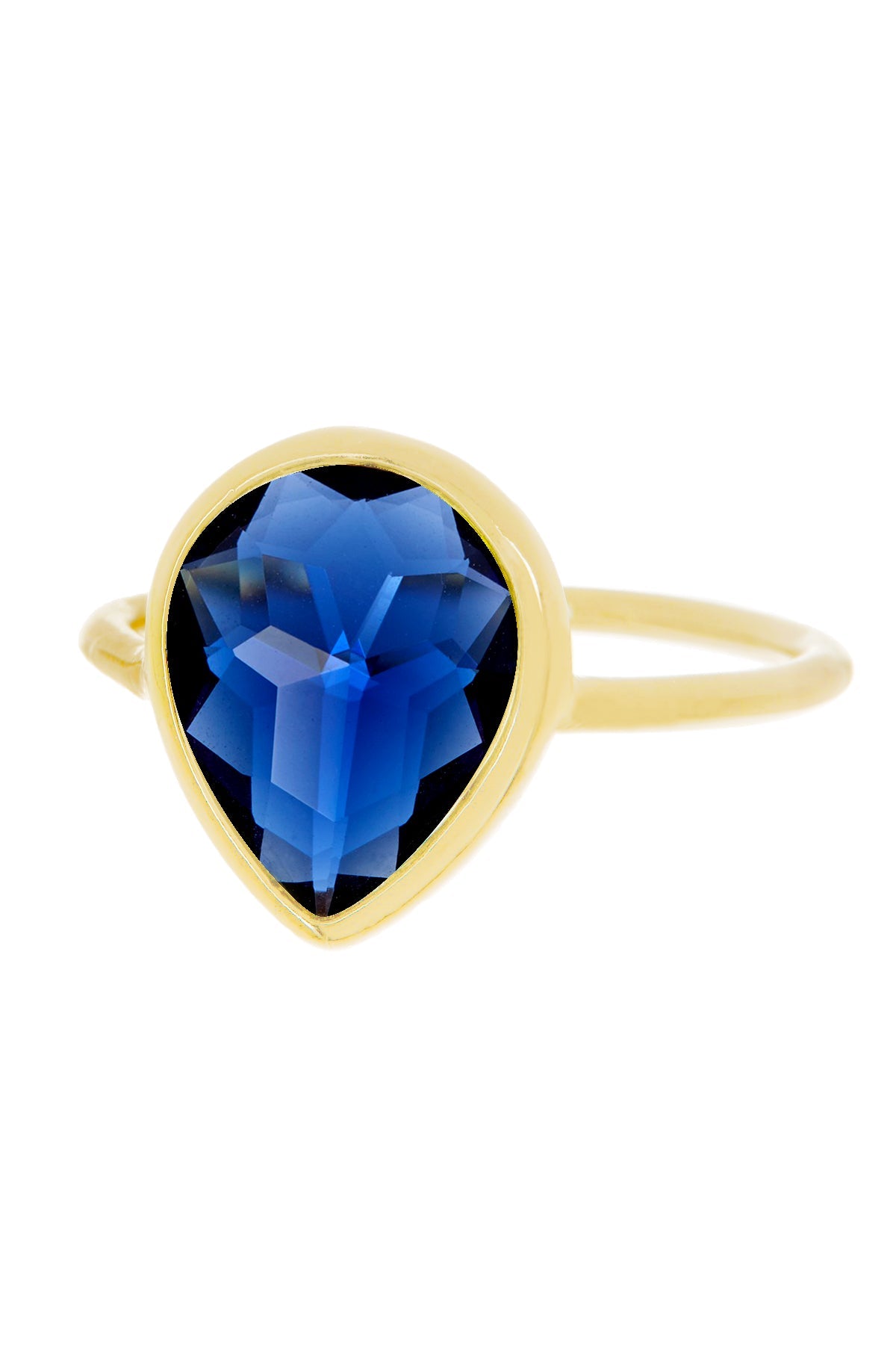 London Blue Crystal Pear Ring In 14k - GF