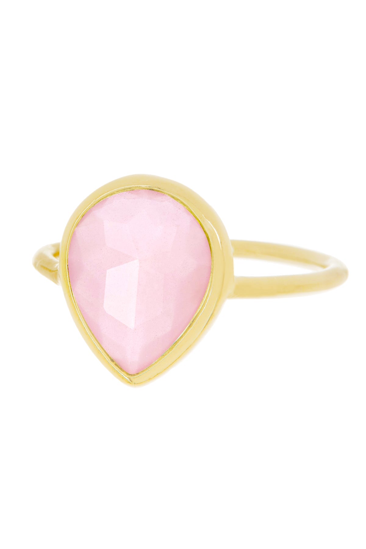 Rose Crystal Teardrop Ring In 14k - GF