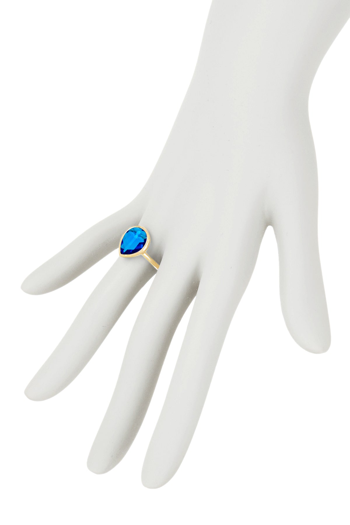 Swiss Blue Crystal Pear Ring In 14k - GF