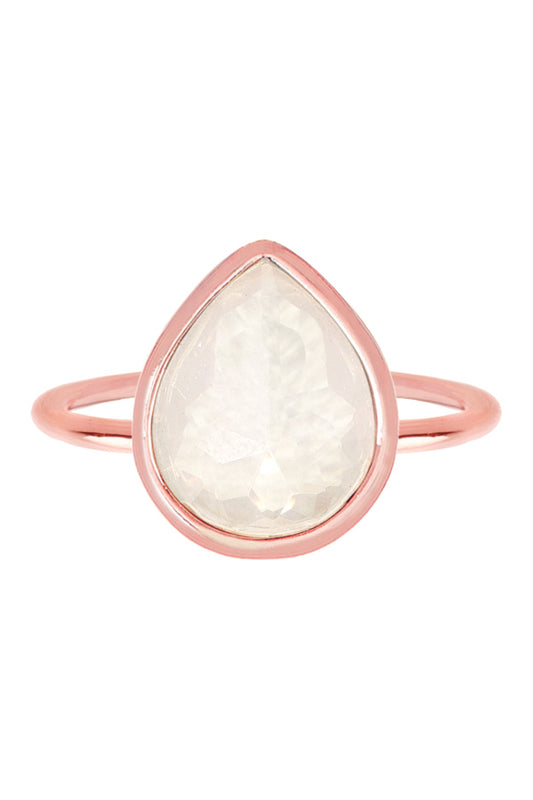 Moonstone Crystal Ring In Rose Gold - RG