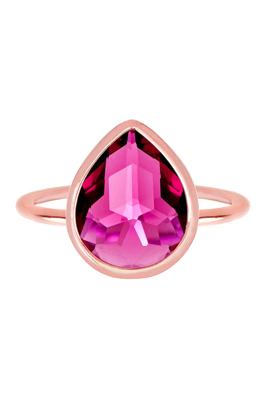 Raspberry Crystal Ring In Rose Gold - RG