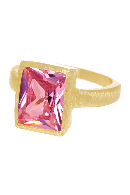 Pink CZ & 14k Filled Statement Ring - GF