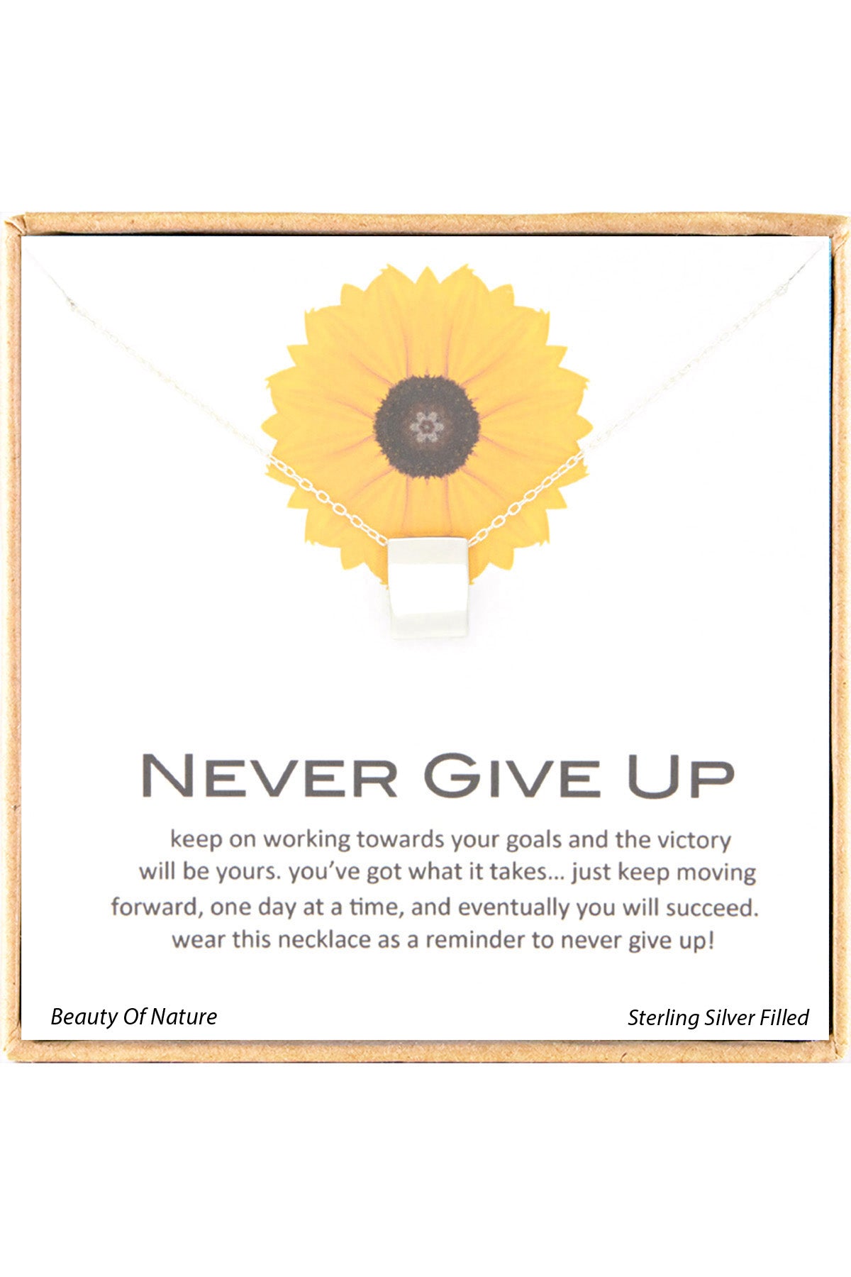 'Never Give Up' Boxed Charm Necklace - SF