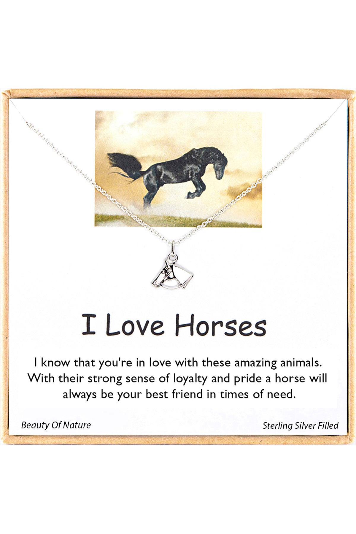 'I Love Horses' Boxed Charm Necklace - SF