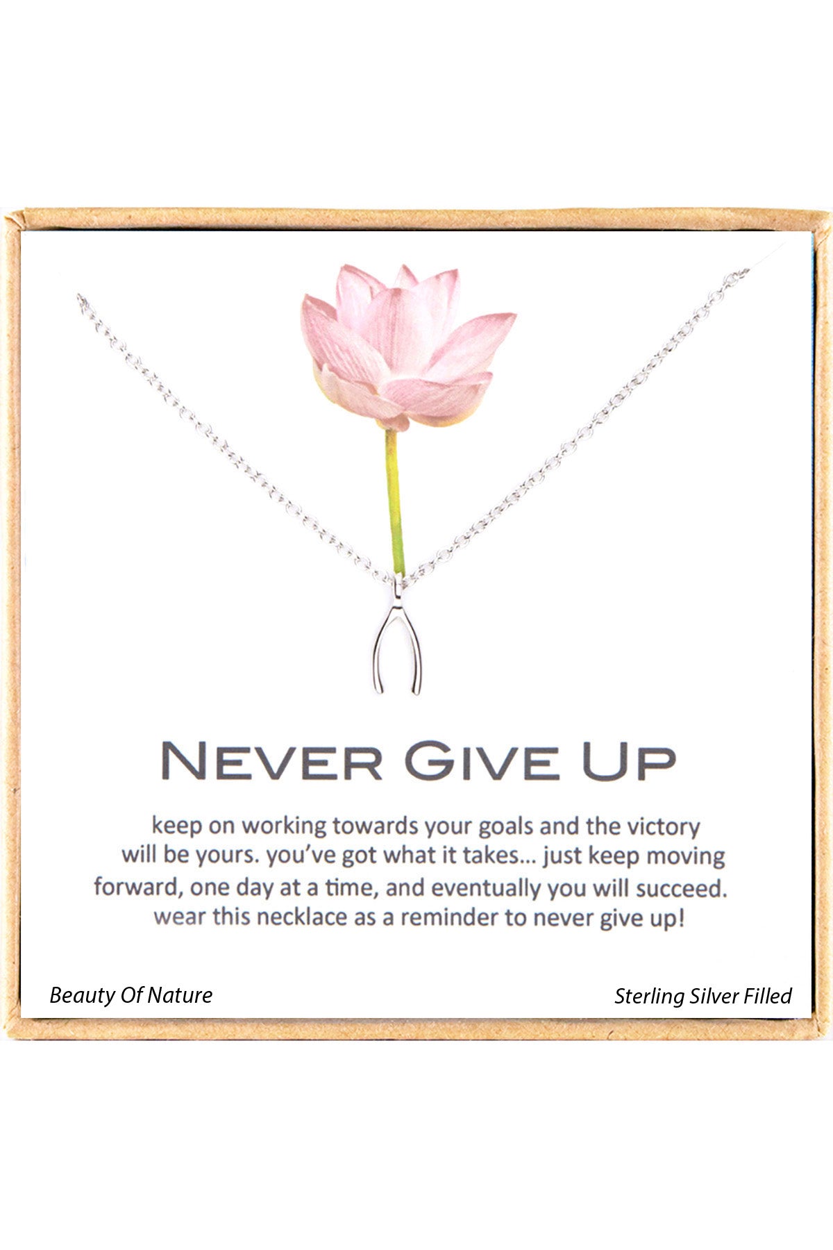 'Never Give Up' Boxed Charm Necklace - SF