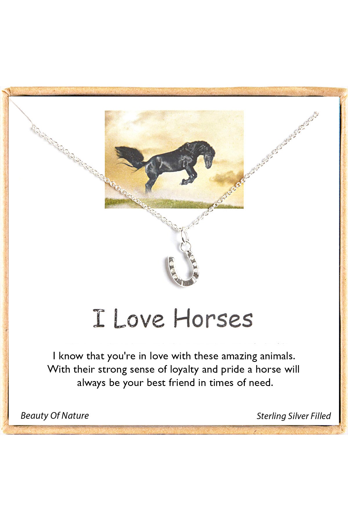 'I Love Horses' Boxed Charm Necklace - SF