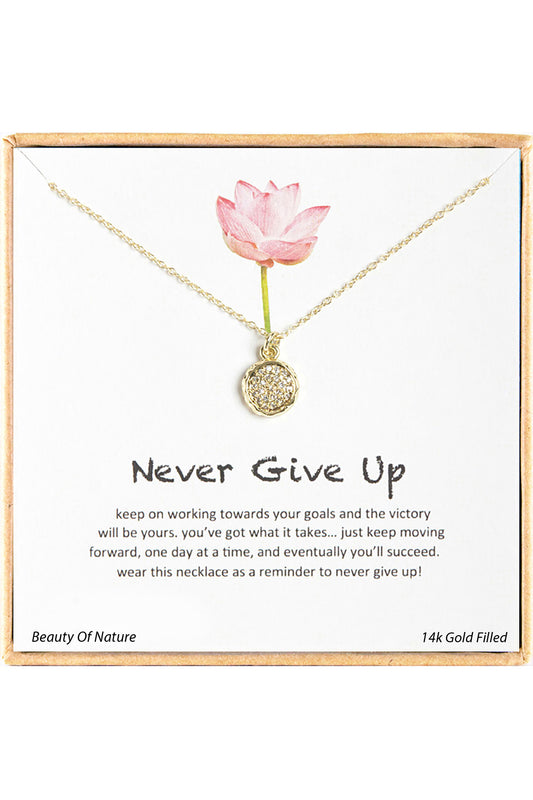 'Never Give Up' Boxed Charm Necklace - GF