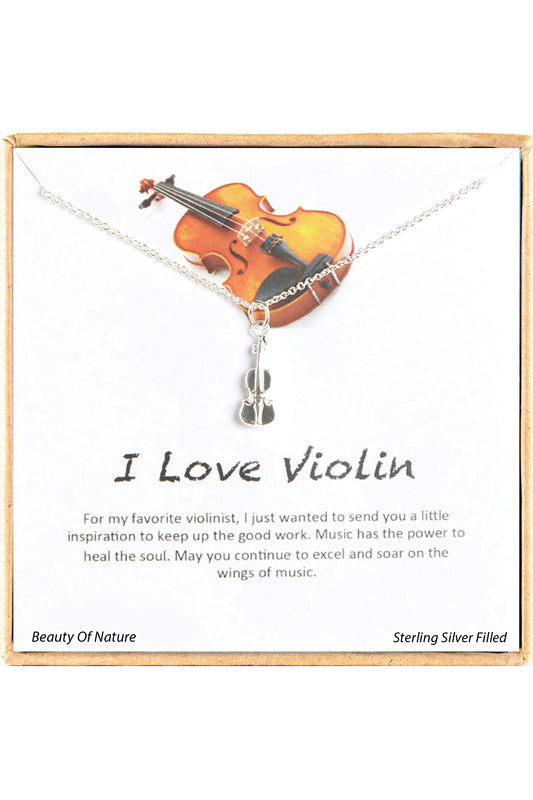 'I Love Violin' Boxed Charm Necklace - SF