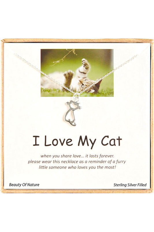 'I Love My Cat' Boxed Charm Necklace - SF