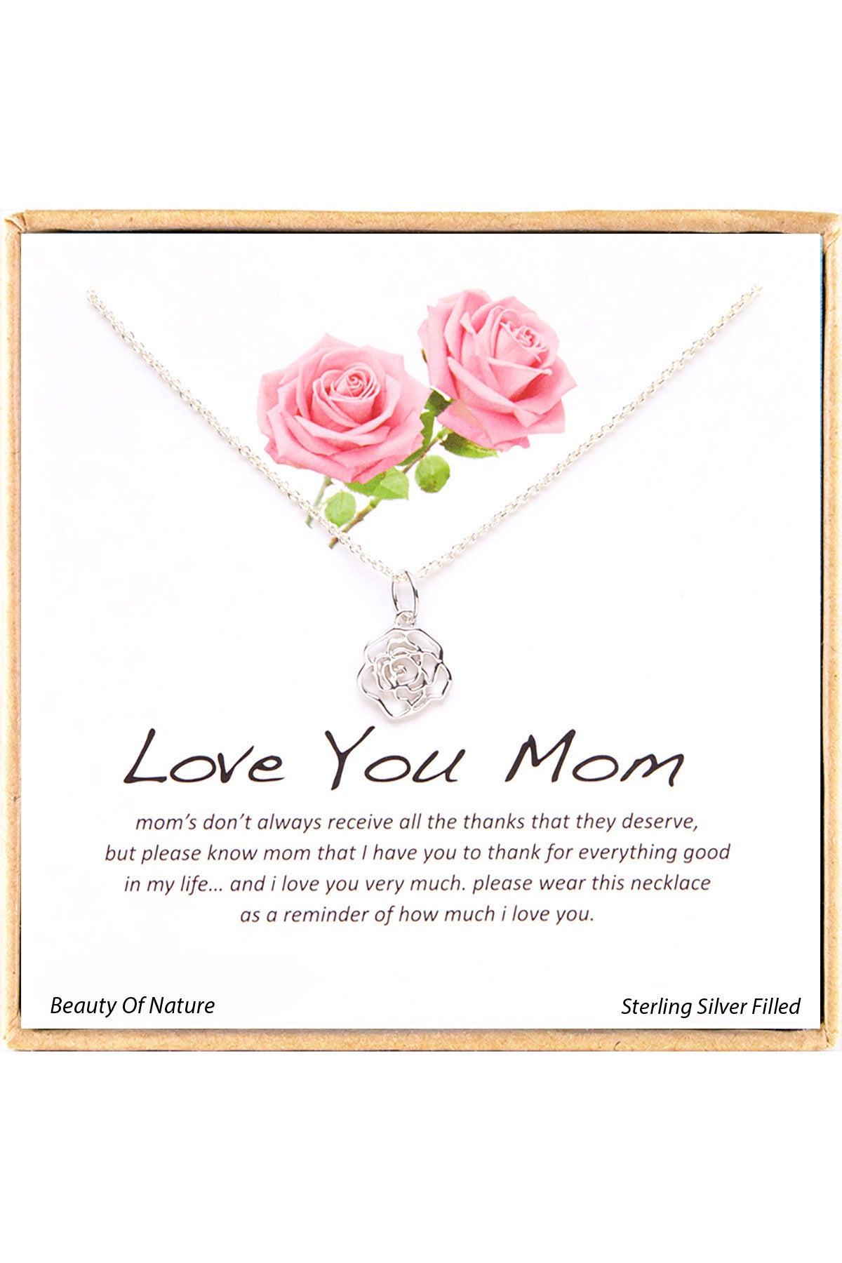 'Love You Mom' Boxed Charm Necklace - SF