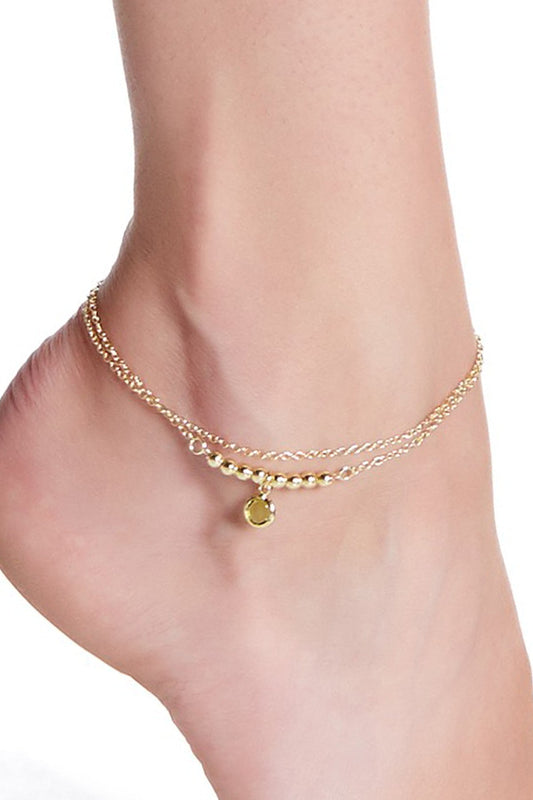 Peridot Crystal Briolette Anklet - GF