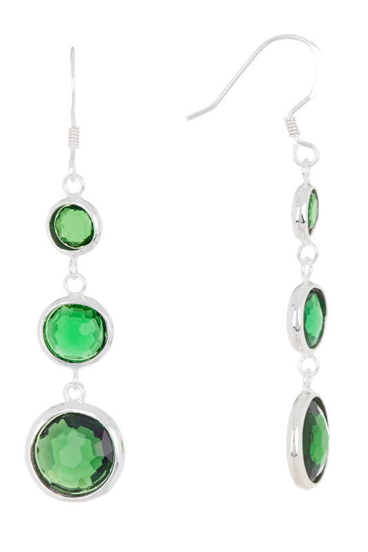 Sterling Silver & Emerald Crystal Stephanie Earrings - SS