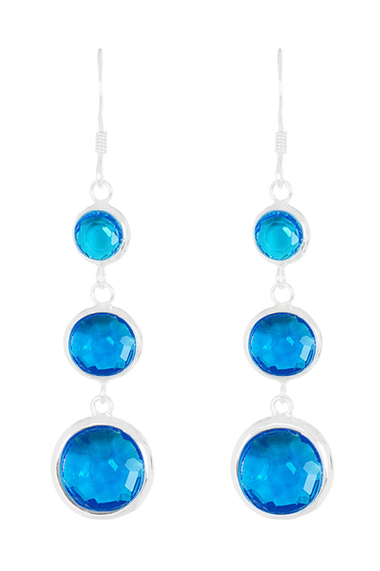 Sterling Silver & Swiss Blue Crystal Stephanie Earrings - SS
