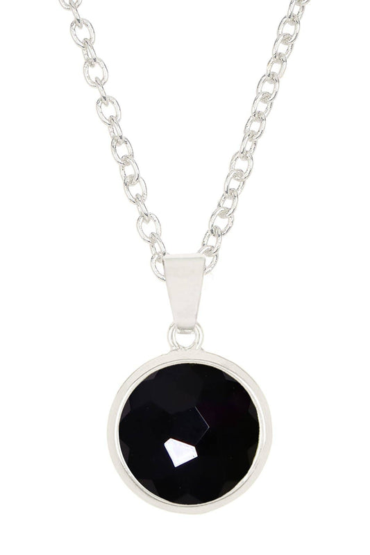 Sterling Silver & Onyx Pendant Necklace - SS
