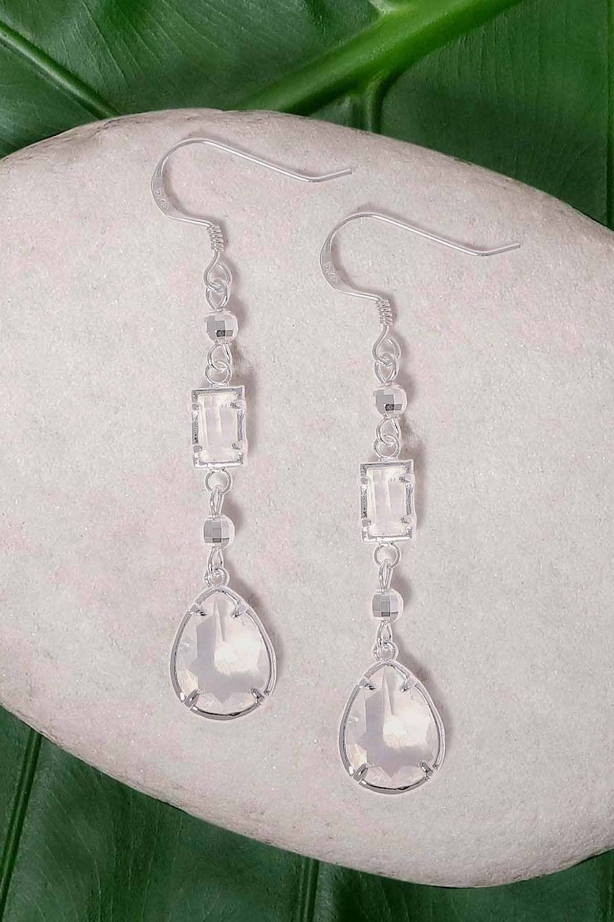 Sterling Silver & Moonstone Crystal Felicity Earrings - SS