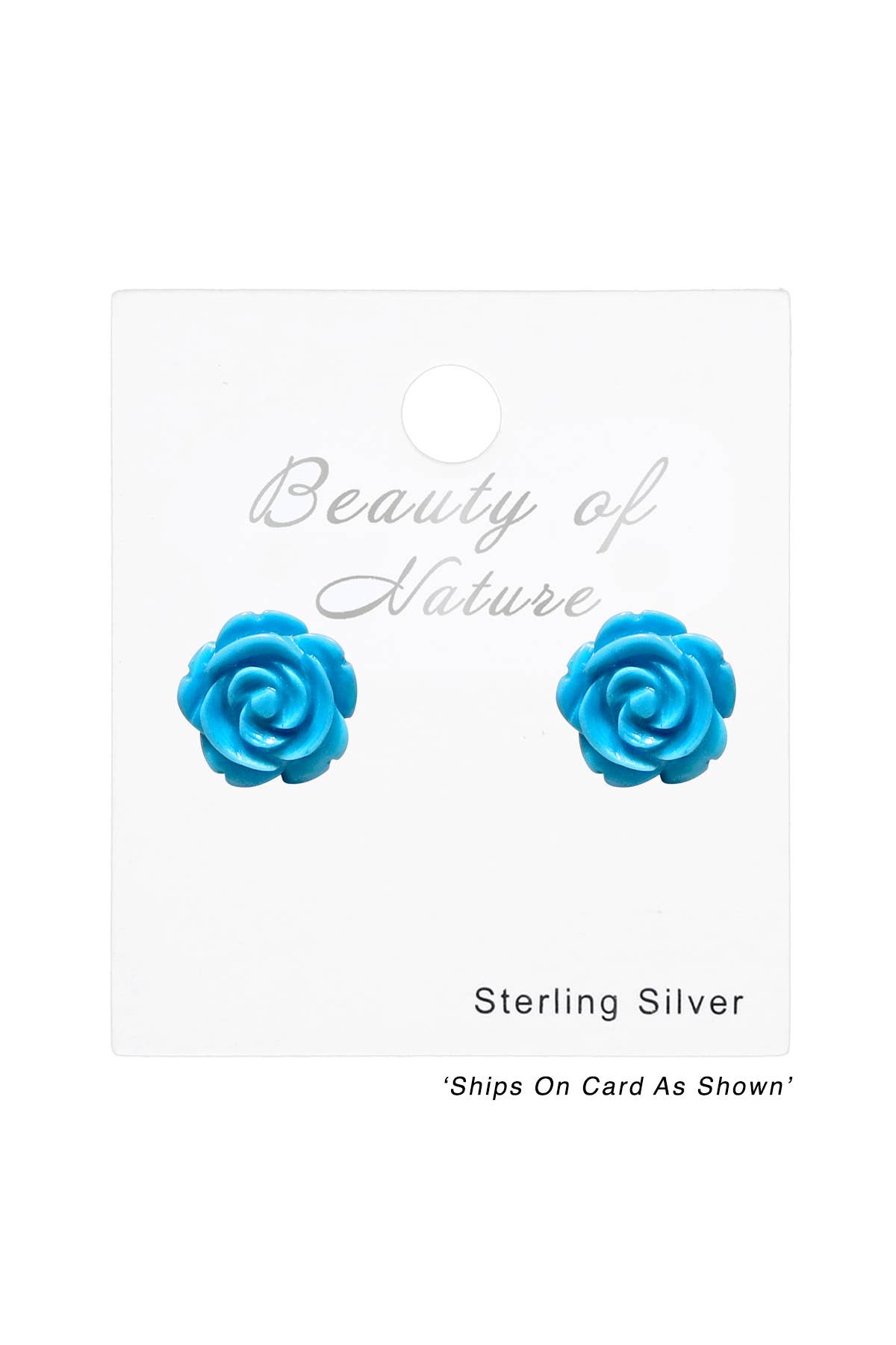 Sterling Silver & Turquoise Rose Post Earrings - SS